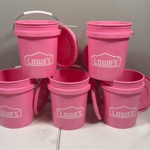 *Lot of 5* Lowe’s Pink Mini Buckets With Lids